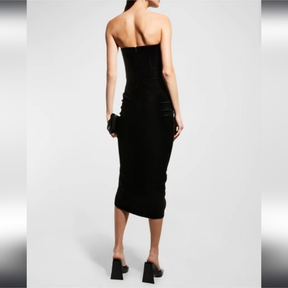Veronica Beard Plaza Ruched Midi Dress Black Velvet Sz 8 - Picture 5 of 6